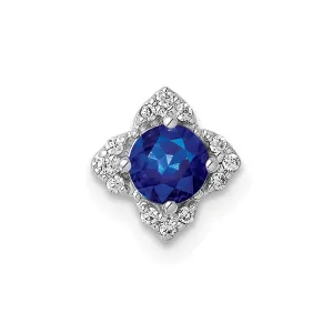 14k White Gold Diamond and Sapphire Pendant