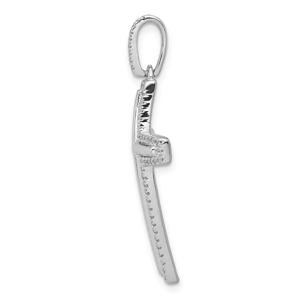 14k White Gold Diamond Cross Pendant