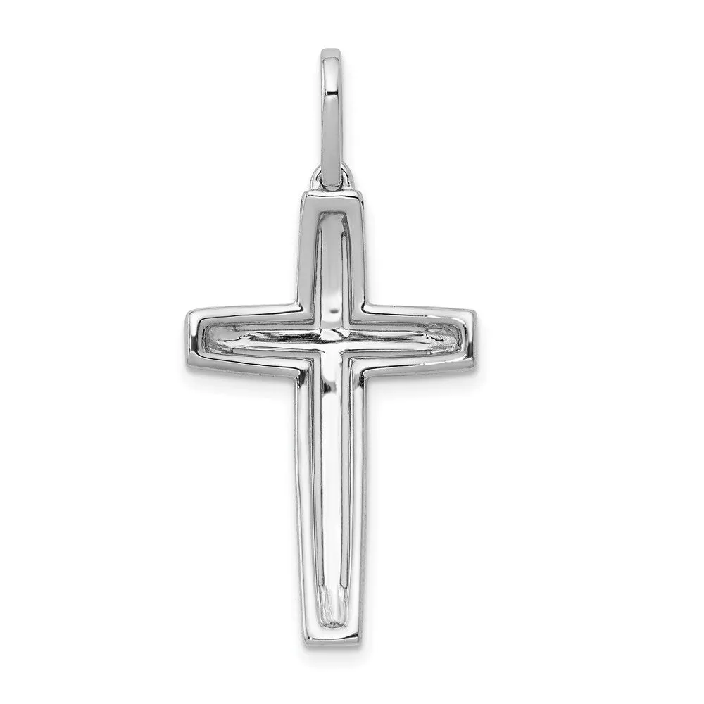 14k White Gold Diamond Cross Pendant