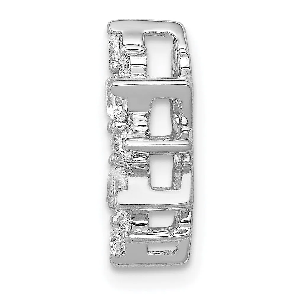 14k White Gold Diamond Fancy Circle Chain Slide