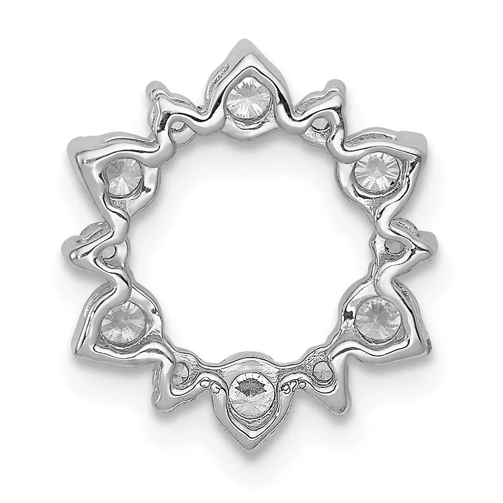 14k White Gold Diamond Fancy Circle Chain Slide