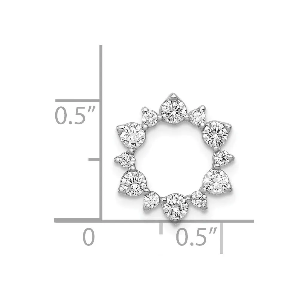 14k White Gold Diamond Fancy Circle Chain Slide