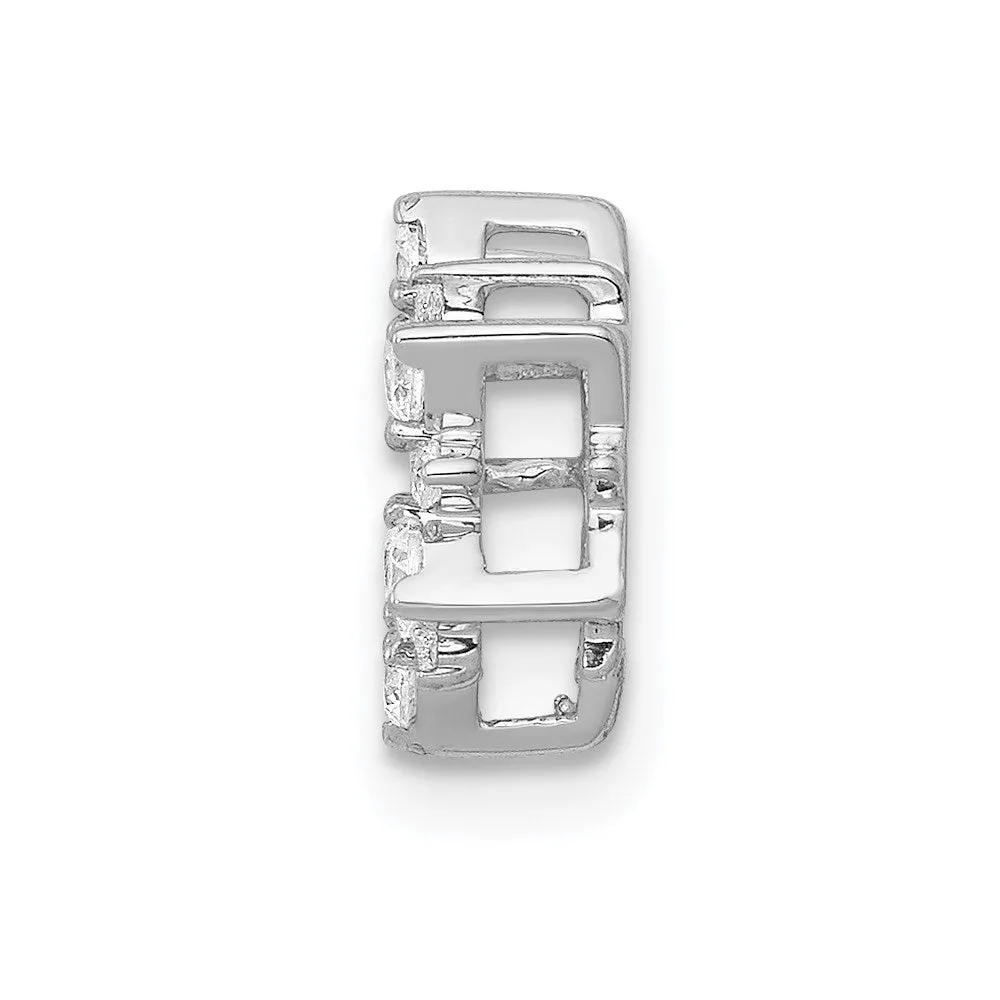 14k White Gold Diamond Fancy Circle Chain Slide