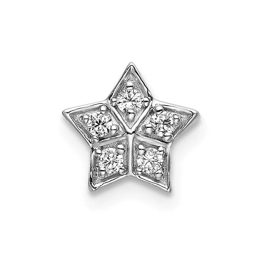 14k White Gold Diamond Star Chain Slide Pendant