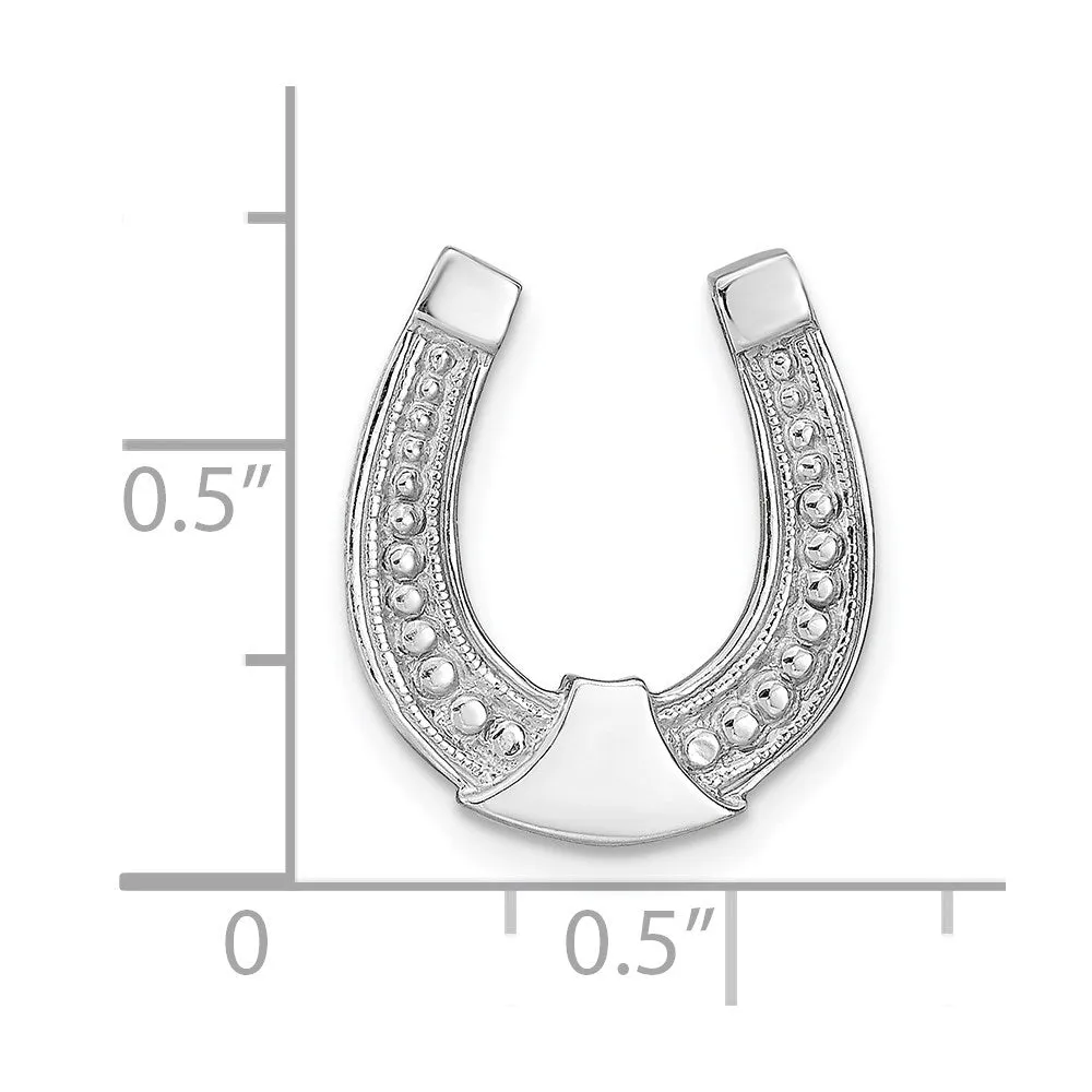 14k White  Gold Horseshoe Chain Slide Charm
