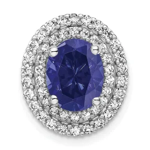 14K White Gold  Lab Grown Diamond & Created Blue Sapphire Pendant