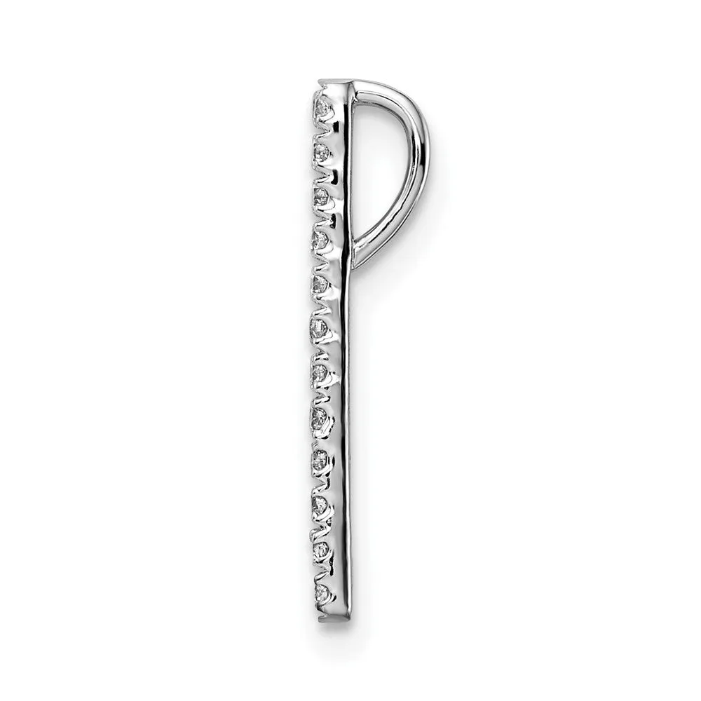 14k White Gold Polished Diamond Bars Chain Slide