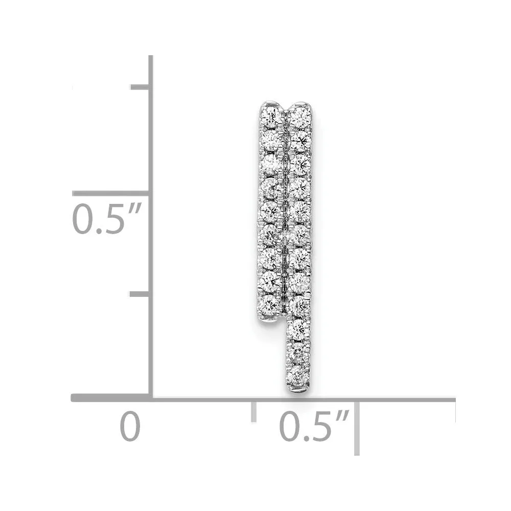 14k White Gold Polished Diamond Bars Chain Slide