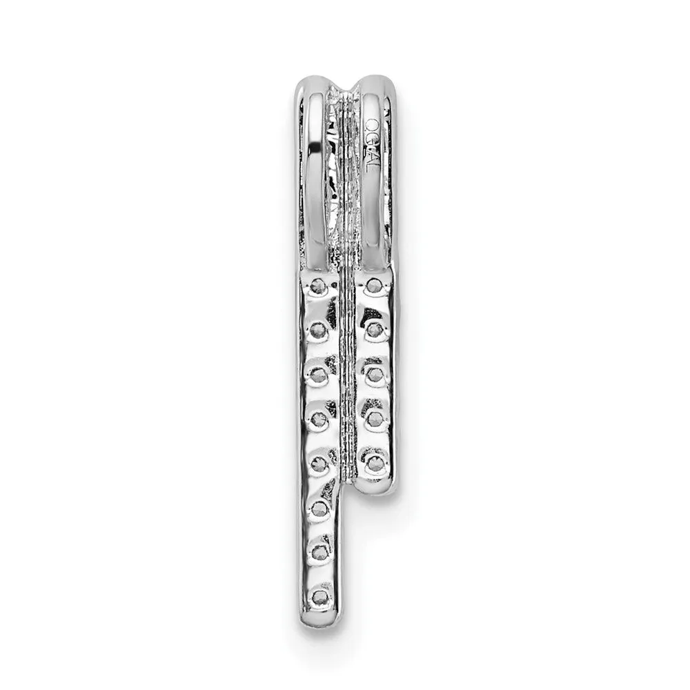 14k White Gold Polished Diamond Bars Chain Slide