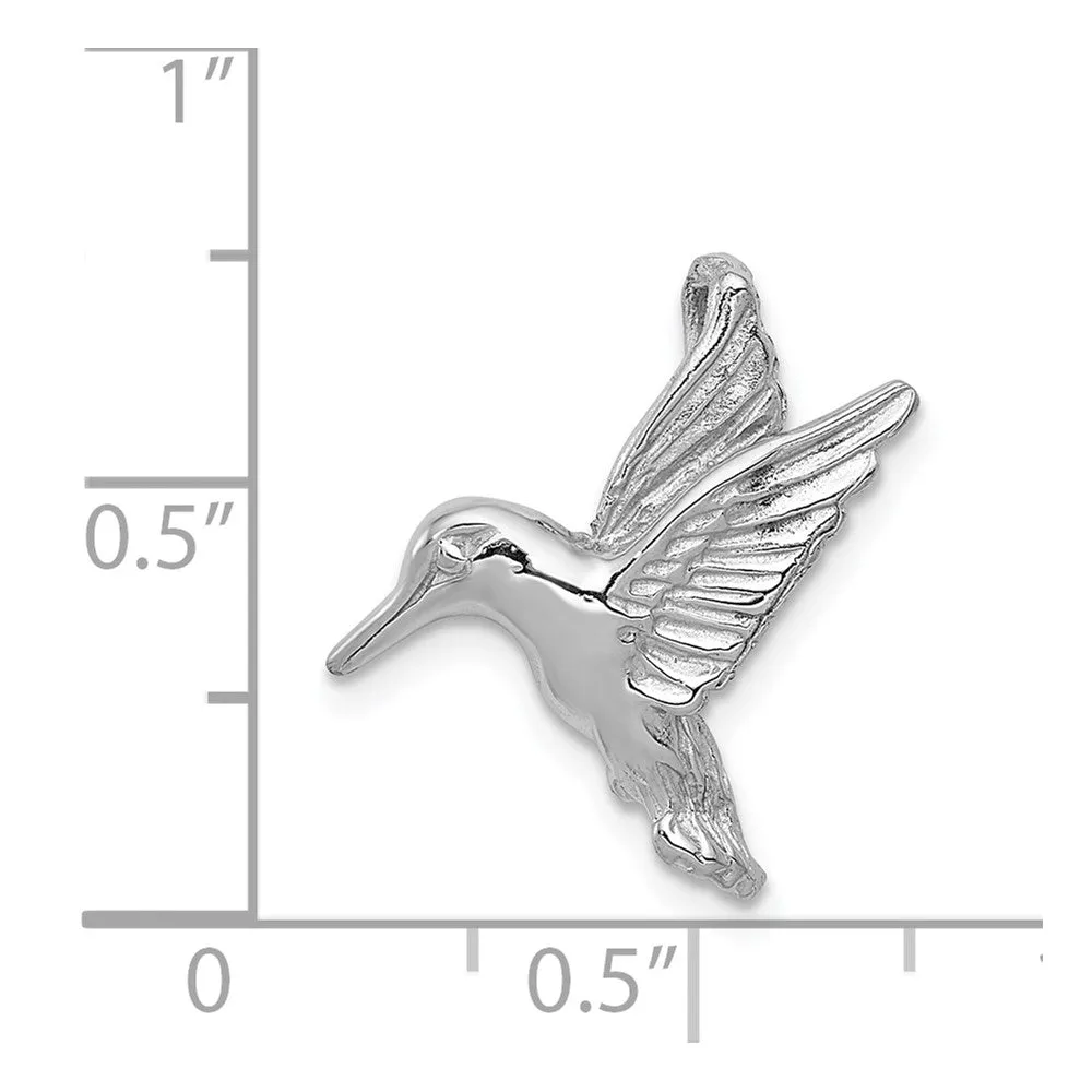 14k White Gold Polished Open-Backed Hummingbird Chain Slide