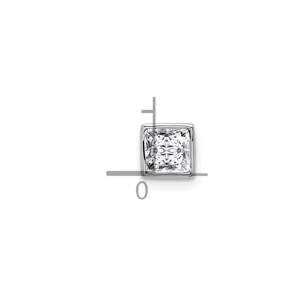 14k White Gold Princess Bezel G H I True Light Moissanite Chain Slide