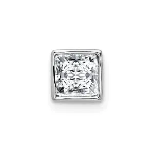 14k White Gold Princess Bezel G H I True Light Moissanite Chain Slide