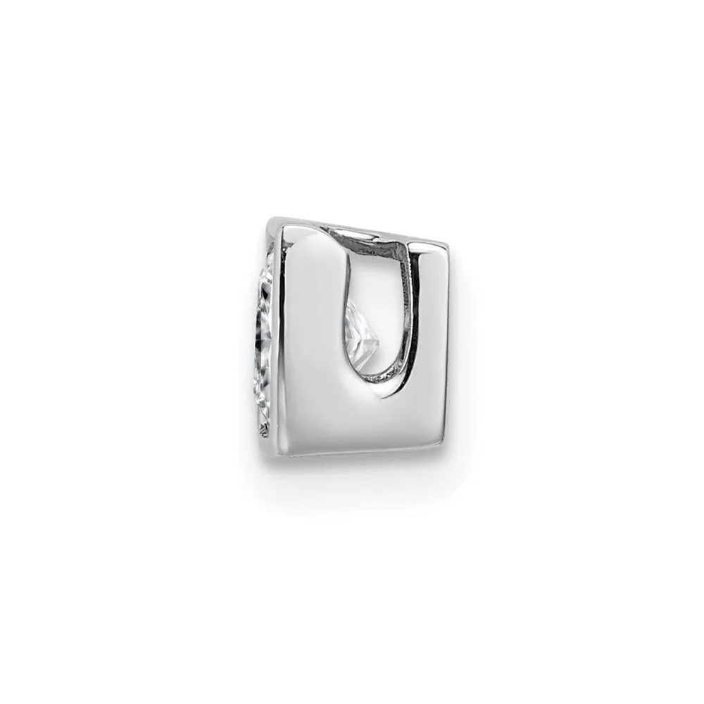 14k White Gold Princess Bezel G H I True Light Moissanite Chain Slide