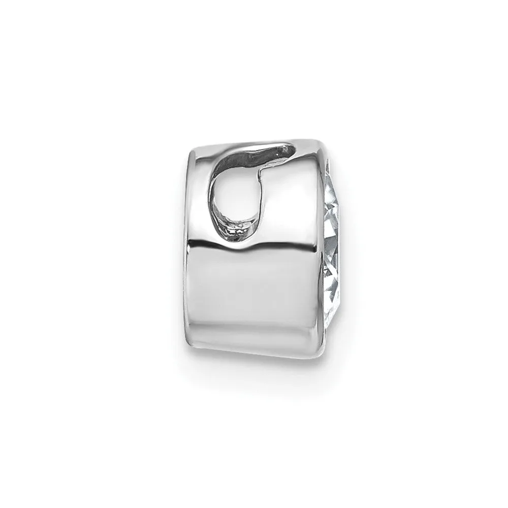 14k White Gold Round Bezel D E F Pure Light Moissanite Chain Slide