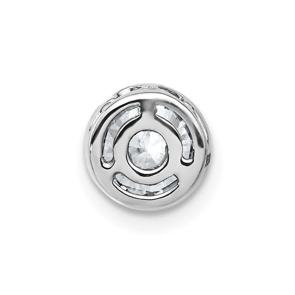 14k White Gold Round Bezel D E F Pure Light Moissanite Chain Slide