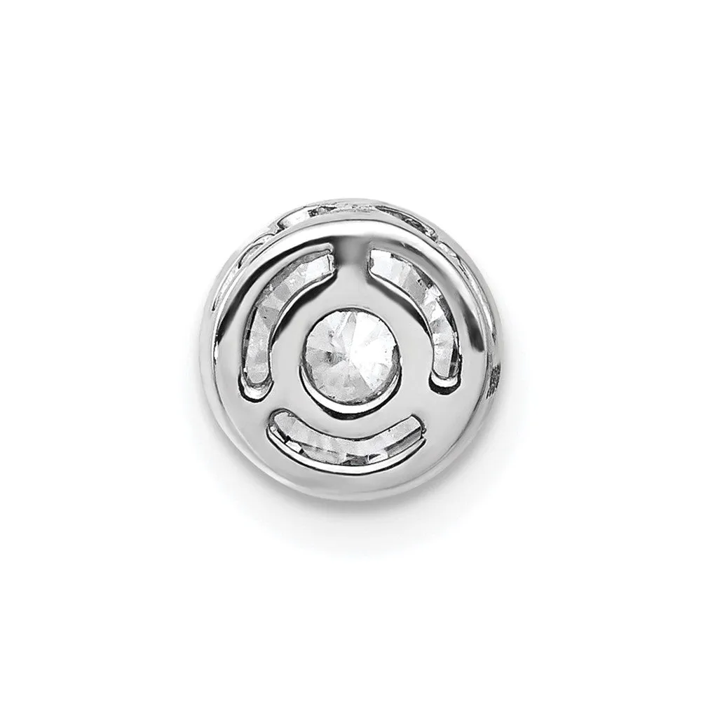 14k White Gold Round Bezel G H I True Light Moissanite Chain Slide