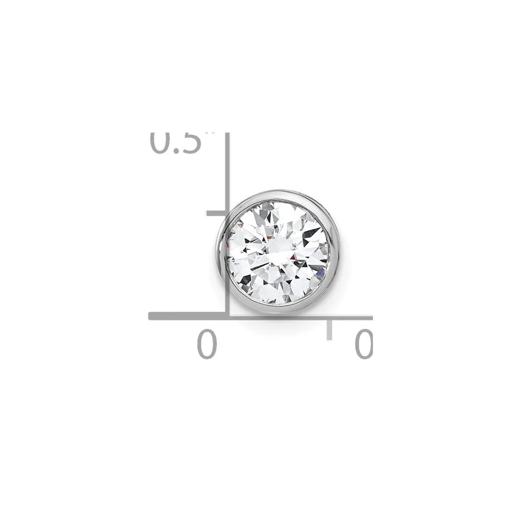 14k White Gold Round Bezel G H I True Light Moissanite Chain Slide