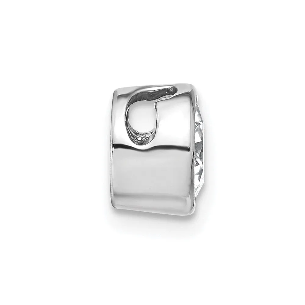 14k White Gold Round Bezel G H I True Light Moissanite Chain Slide