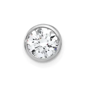 14k White Gold Round Bezel G H I True Light Moissanite Chain Slide