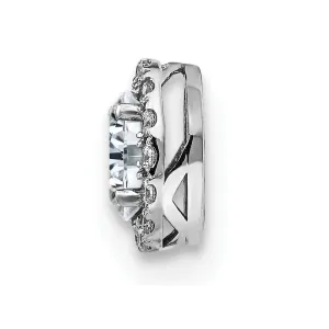 14k White Gold Round Halo D E F Pure Light Moissanite Chain Slide
