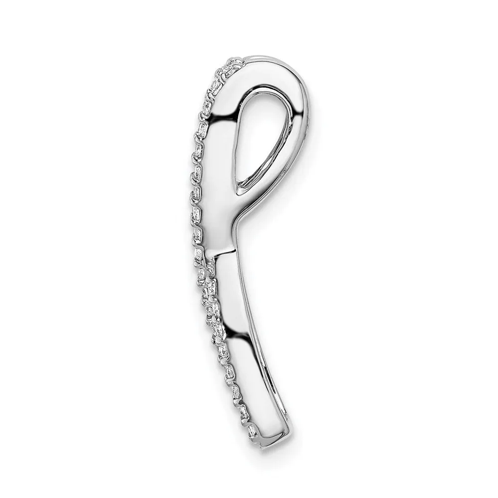 14k White Gold Twist Diamond and Emerald Fancy Chain Slide