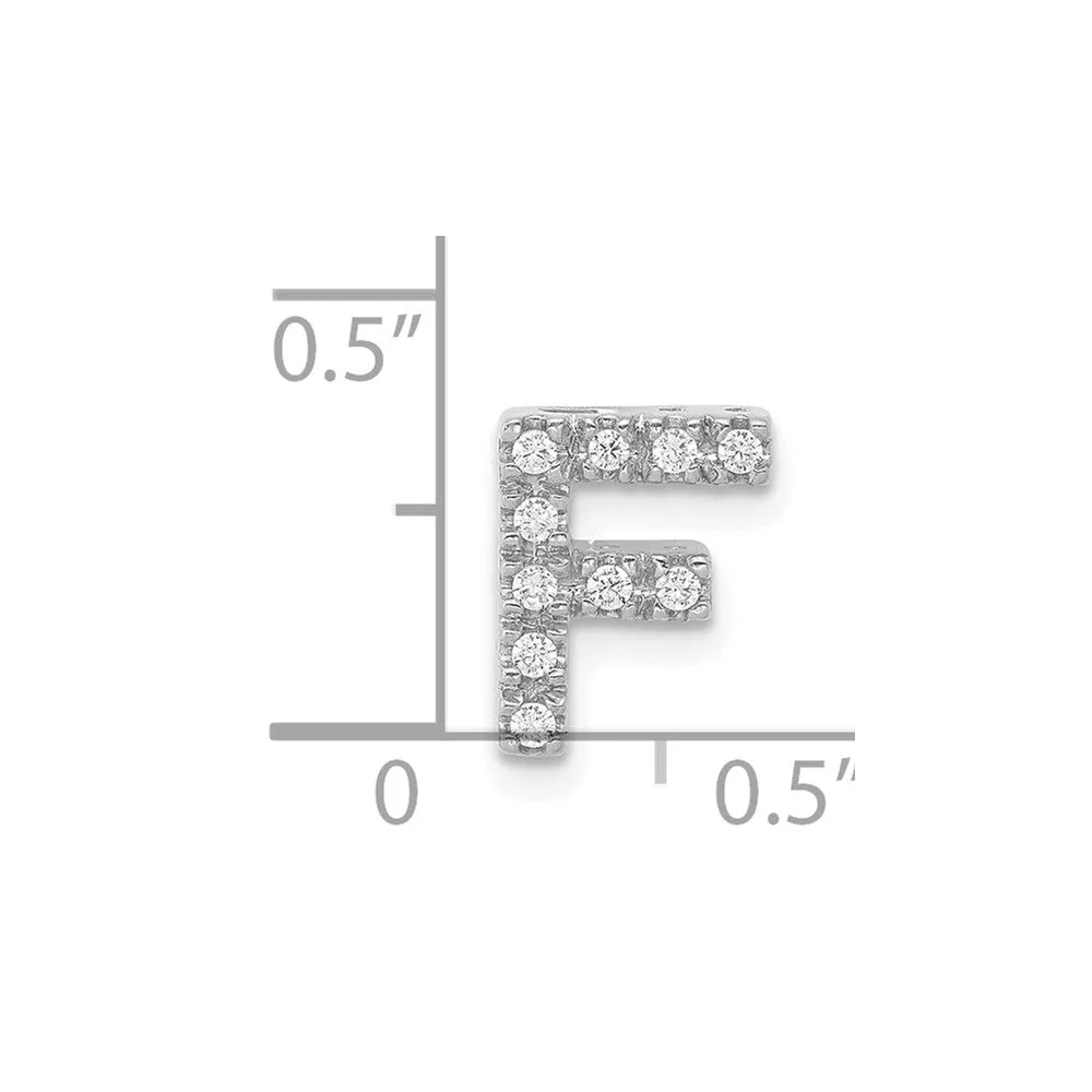 14k White Gold White Gold Diamond Letter F Initial Charm