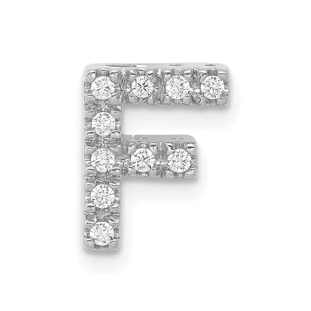 14k White Gold White Gold Diamond Letter F Initial Charm