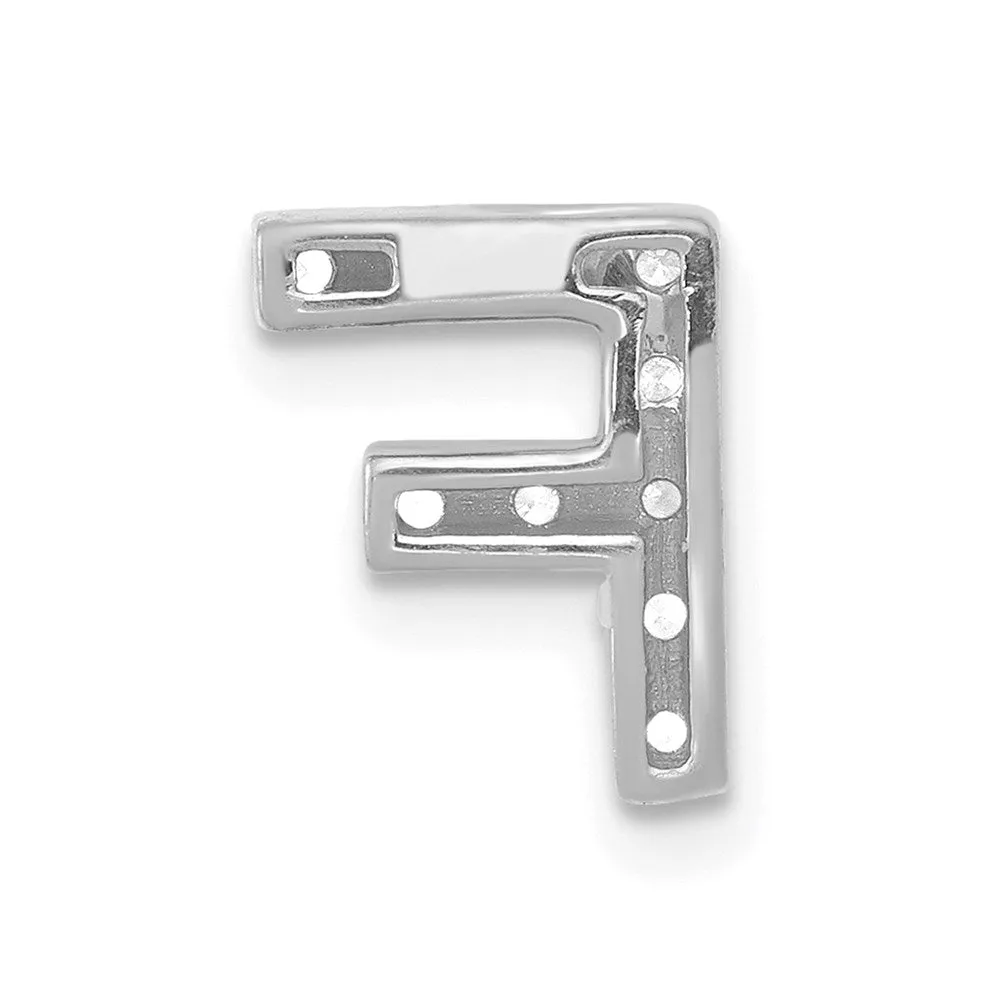 14k White Gold White Gold Diamond Letter F Initial Charm