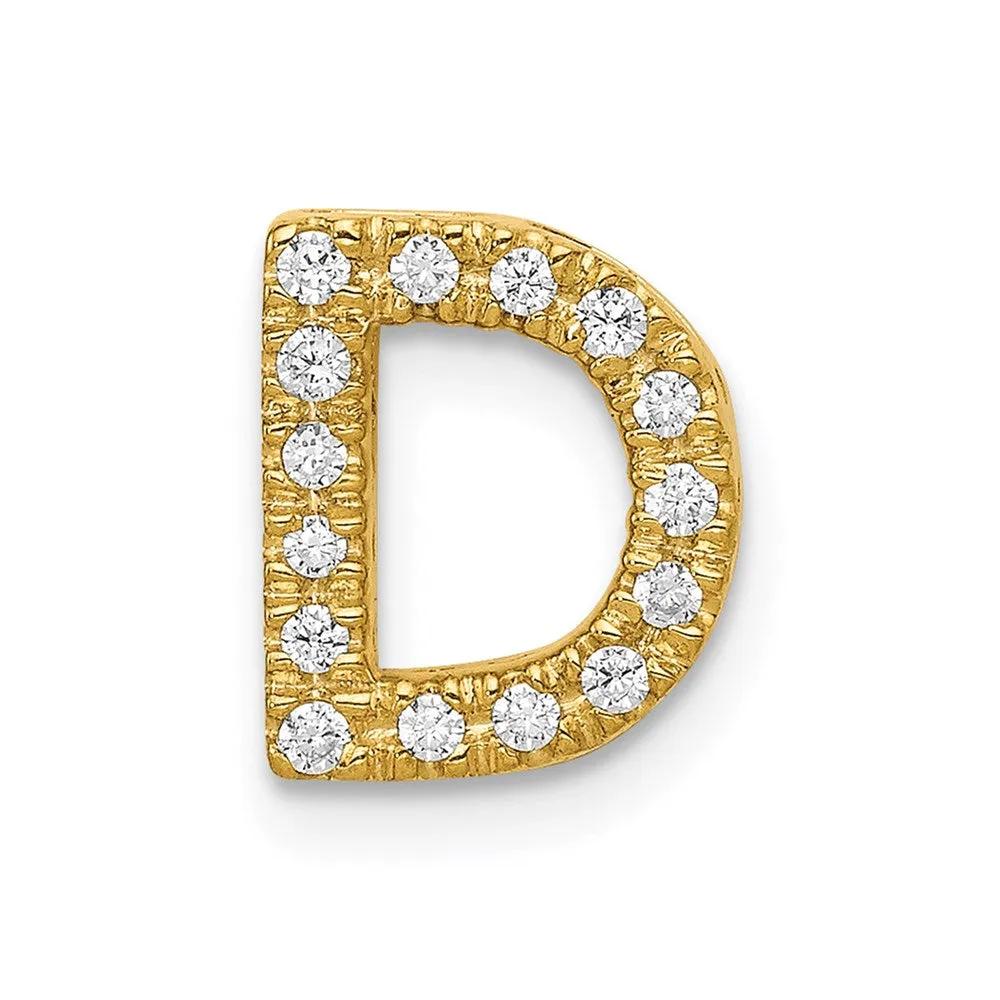 14k Yellow Gold Diamond Letter D Initial Charm