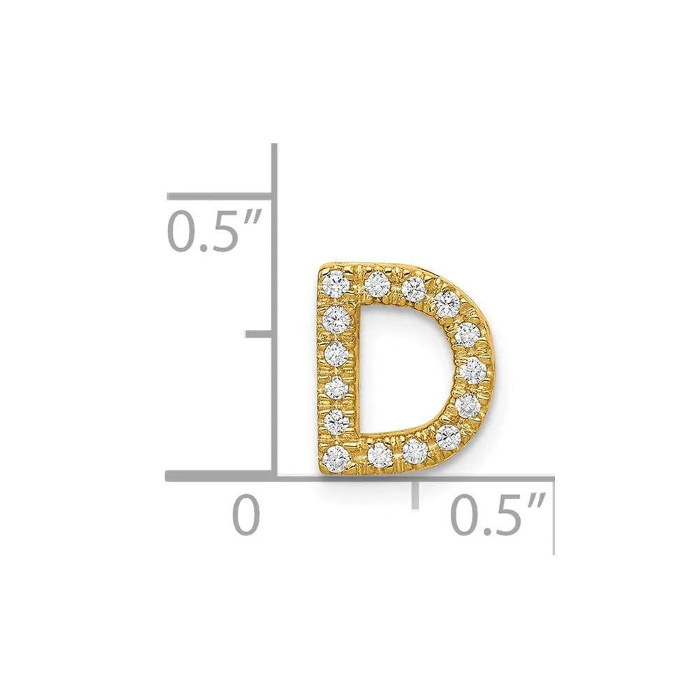 14k Yellow Gold Diamond Letter D Initial Charm