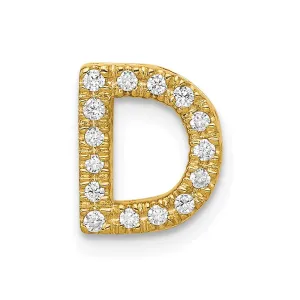 14k Yellow Gold Diamond Letter D Initial Charm