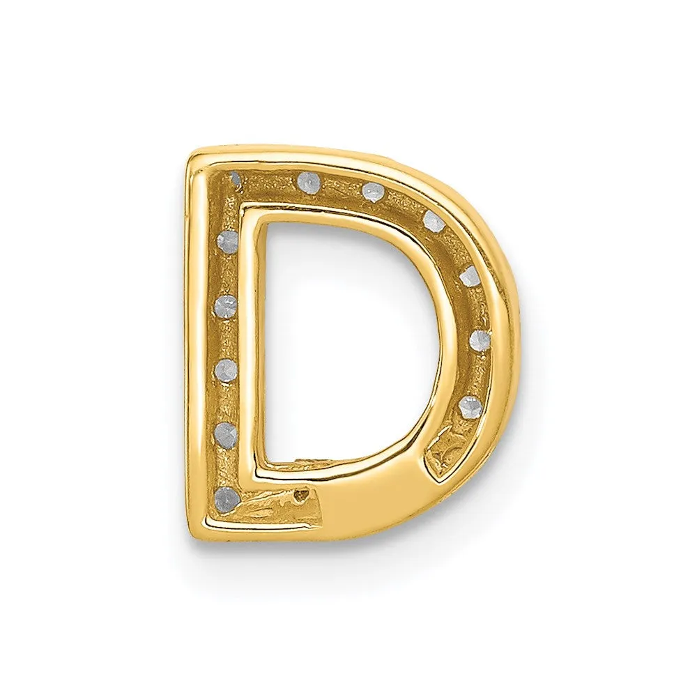 14k Yellow Gold Diamond Letter D Initial Charm