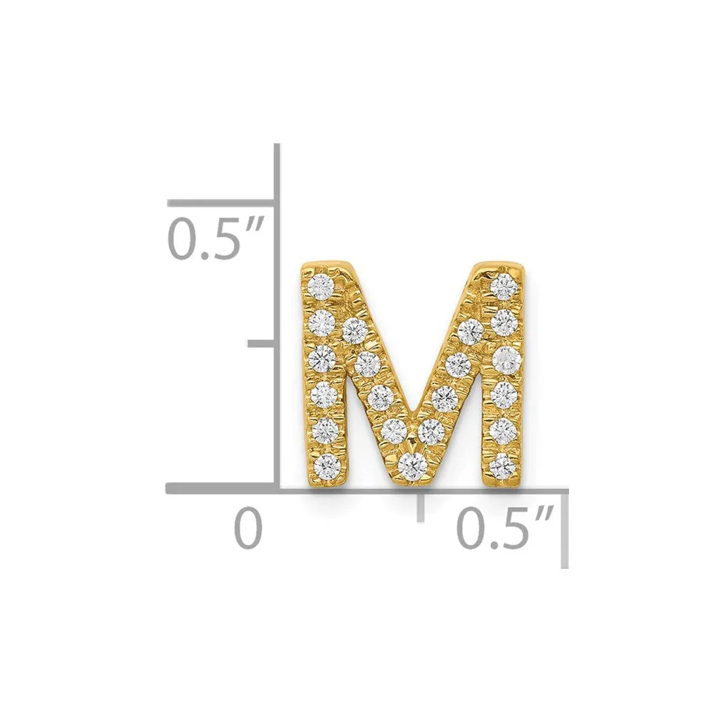 14k Yellow Gold Diamond Letter M Initial Charm