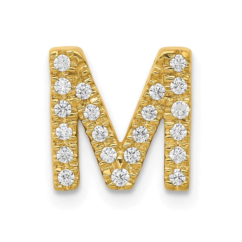 14k Yellow Gold Diamond Letter M Initial Charm