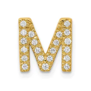 14k Yellow Gold Diamond Letter M Initial Charm