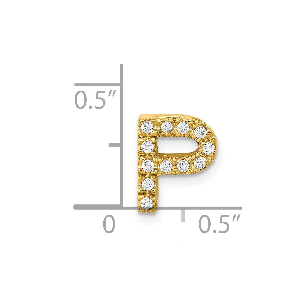 14k Yellow Gold Diamond Letter P Initial Charm
