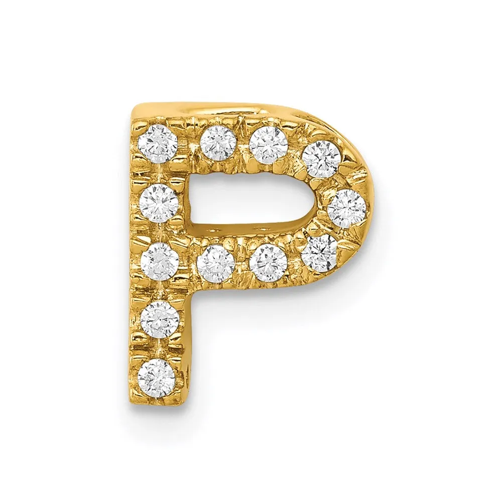 14k Yellow Gold Diamond Letter P Initial Charm