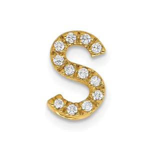 14k Yellow Gold Diamond Letter S Initial Charm