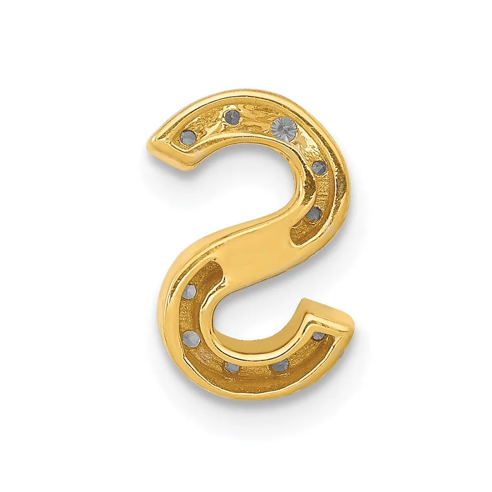 14k Yellow Gold Diamond Letter S Initial Charm