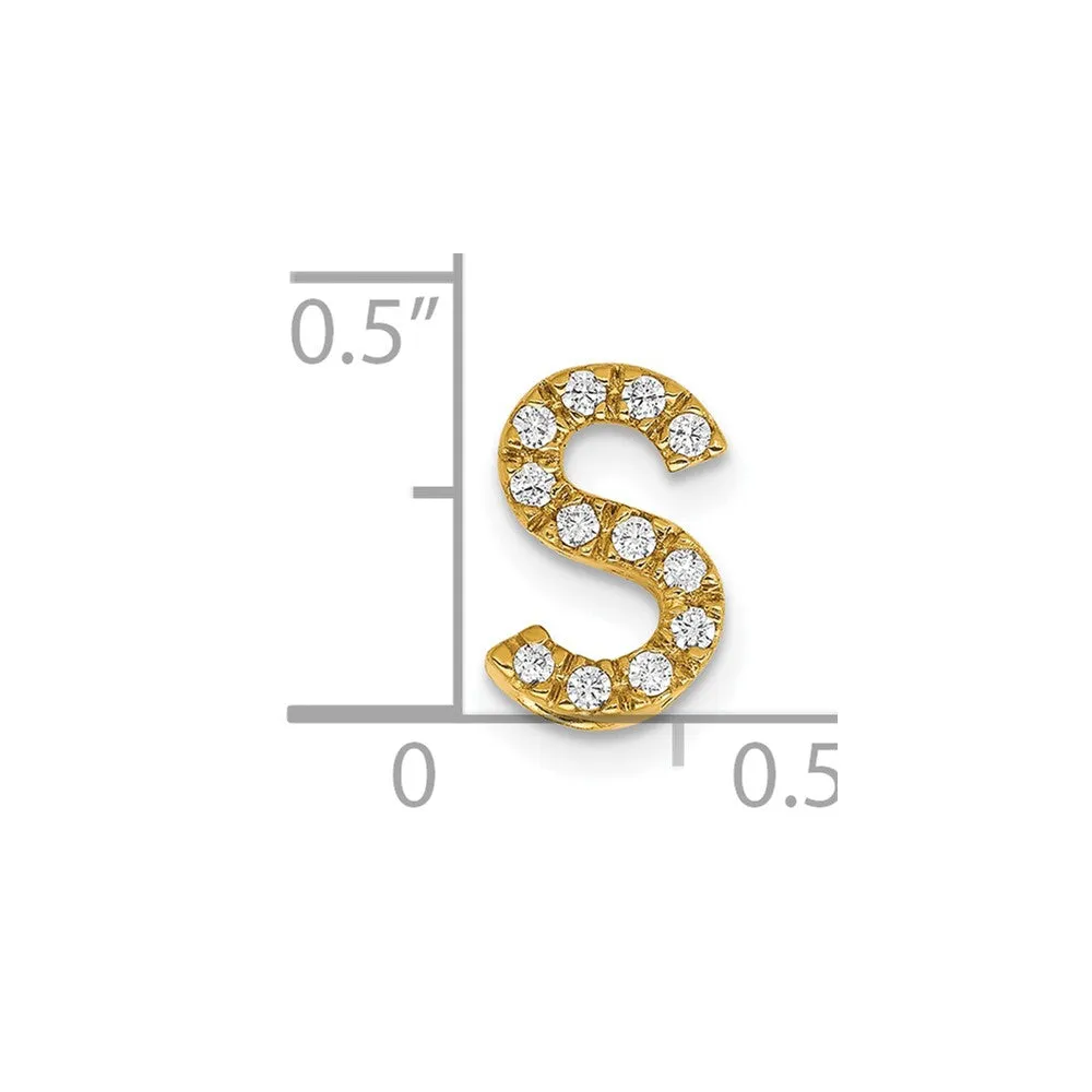 14k Yellow Gold Diamond Letter S Initial Charm