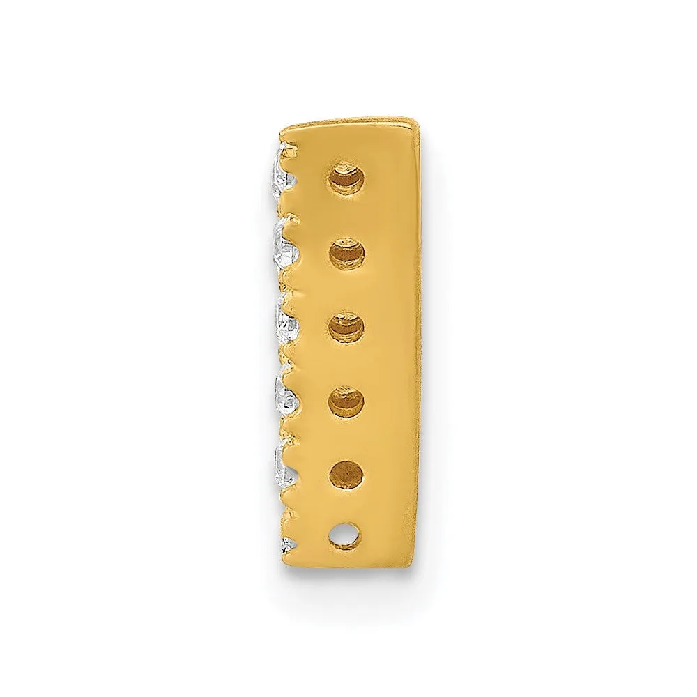 14k Yellow Gold Diamond Letter V Initial Charm