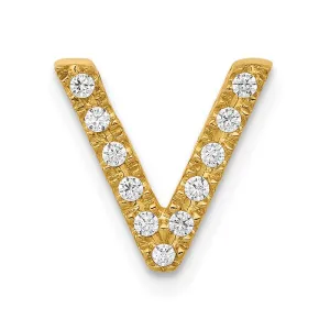 14k Yellow Gold Diamond Letter V Initial Charm