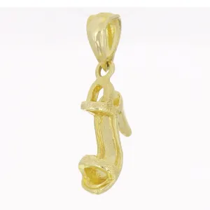 14k Yellow Gold Solid Sandal High Heel Open Toe Shoe Charm Pendant 1.5 grams
