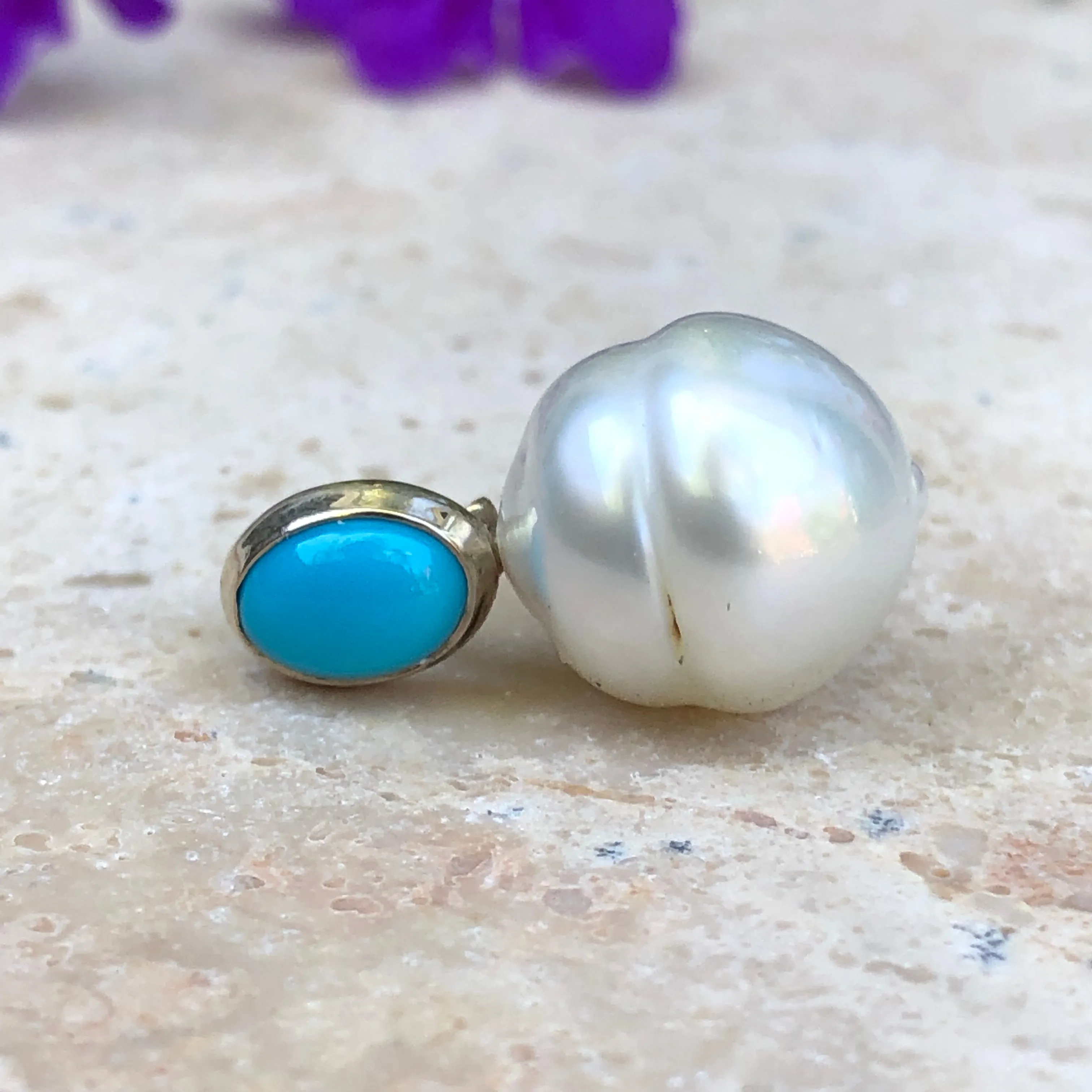 14KT White Gold Turquoise   11mm Paspaley South Sea Pearl Pendant Slide