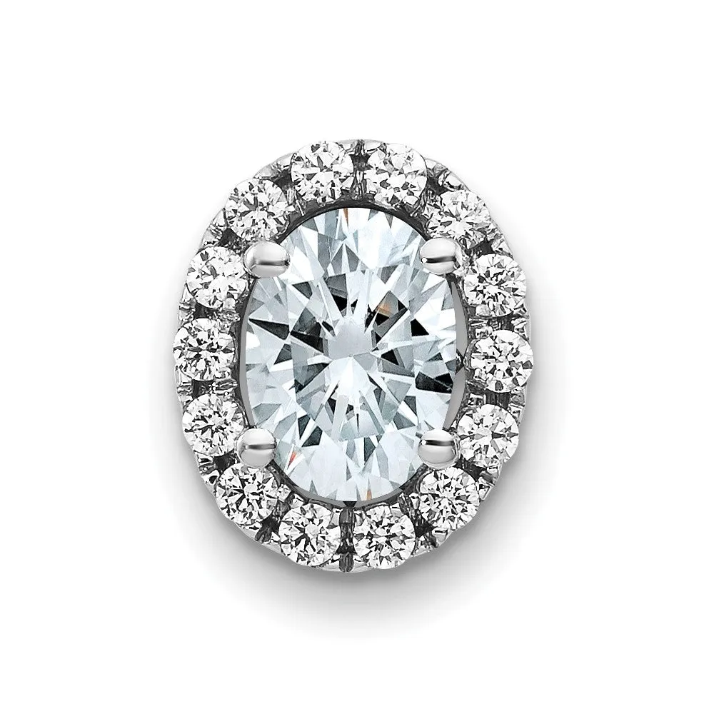 14kw Oval and Round Halo D E F Pure Light Moissanite Chain Slide