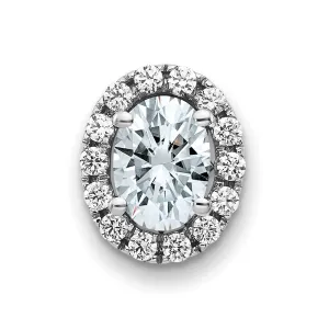 14kw Oval and Round Halo D E F Pure Light Moissanite Chain Slide