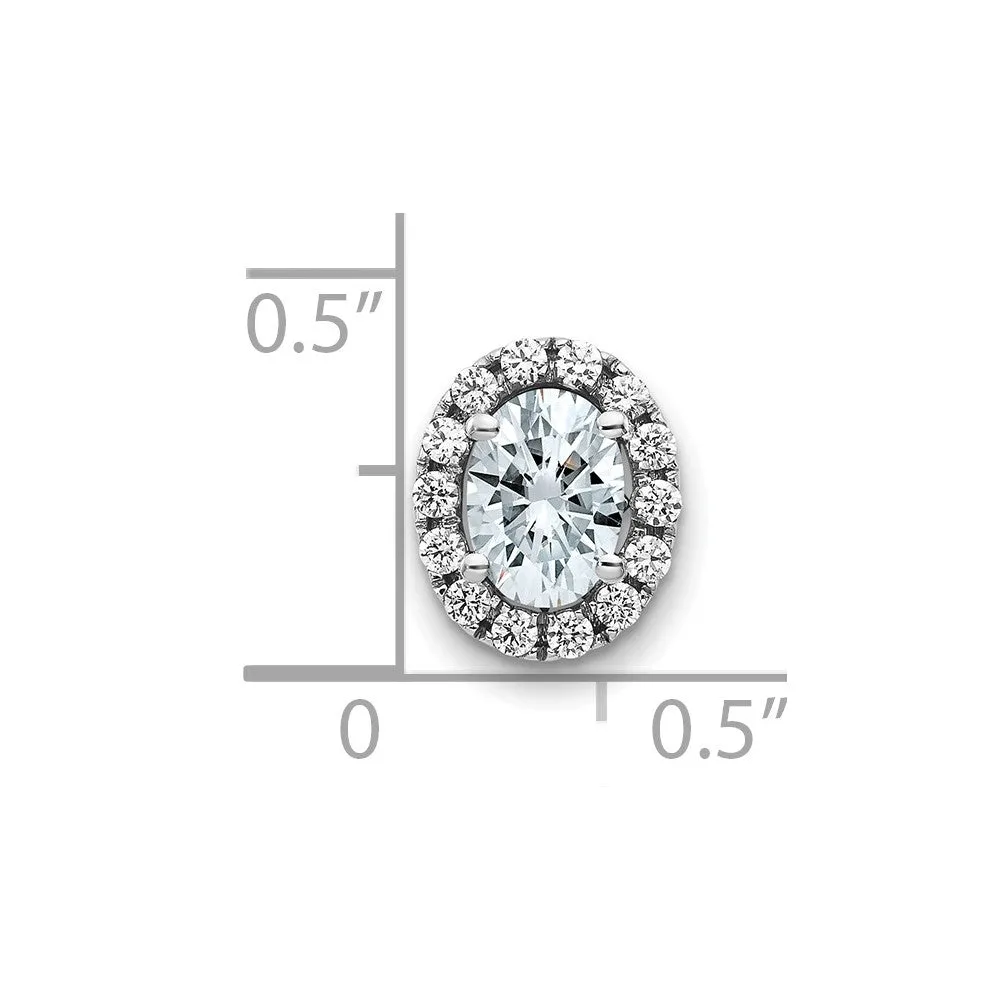 14kw Oval and Round Halo D E F Pure Light Moissanite Chain Slide