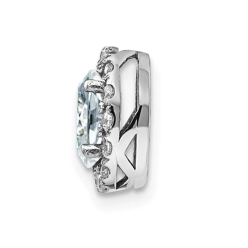 14kw Oval and Round Halo D E F Pure Light Moissanite Chain Slide
