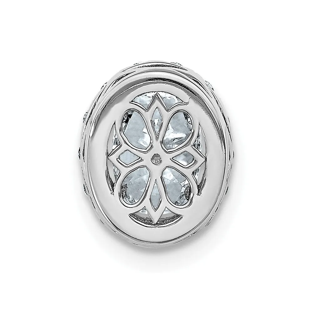 14kw Oval and Round Halo D E F Pure Light Moissanite Chain Slide