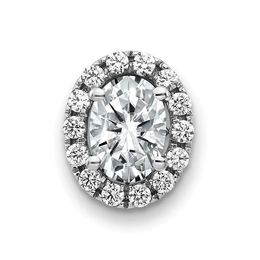 14kw Oval and Round Halo G H I True Light Moissanite Chain Slide